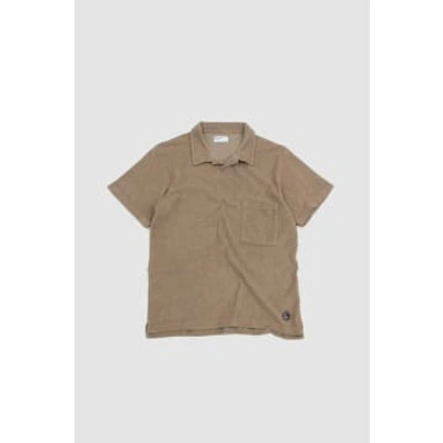Universal Works Vacation Polo Summer Oak Light Weight Terry In Brown