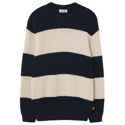 Loreak Mendian Ekhi Block Stripe Knit Navy In Blue