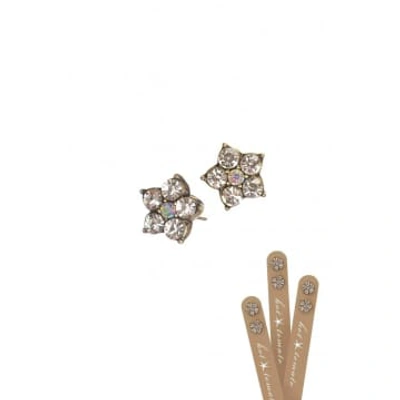 Hot Tomato Five Petal Floral Studs Clear In Metallic