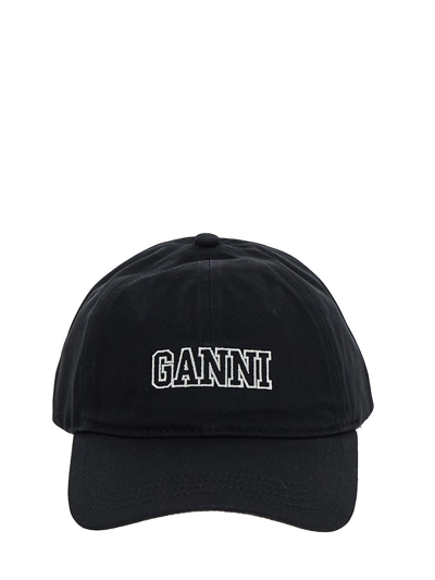 Ganni Black Cotton Hat