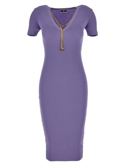Elisabetta Franchi Tight Dress In Purple
