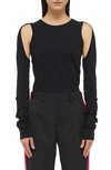 Helmut Lang Cotton Cut Out Underarm Crewneck Top In Black