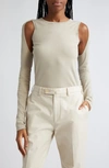 Helmut Lang Cutout Crewneck Sweater In Sand