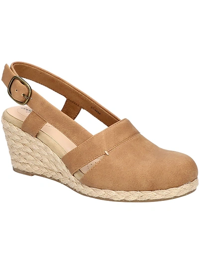 Easy Street Women's Taffy Buckle Slingback Espadrille Wedges In Beige