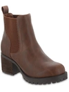 Mia Jonna Womens Faux Leather Block Heel Chelsea Boots In Brown