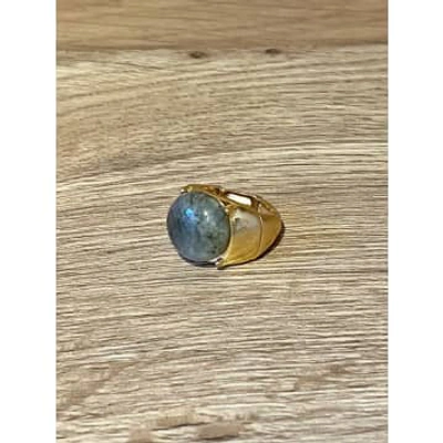 Envy Elasticated Gold Ring With Grey Stone