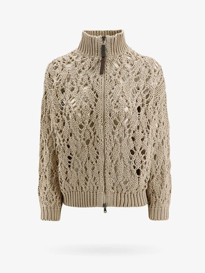 BRUNELLO CUCINELLI BRUNELLO CUCINELLI WOMAN CARDIGAN WOMAN BEIGE KNITWEAR