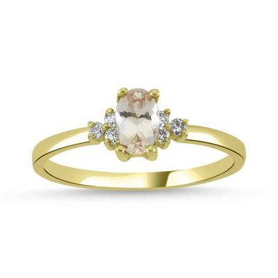 Pre-owned Handmade Morganite And Naturel Diamond Ring, Cute And Dainty Design, Diamond Engagement In White
