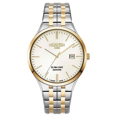 Pre-owned Roamer 512833 47 35 20 Men's Slim Line Classic Wristwatch In Silver/gold