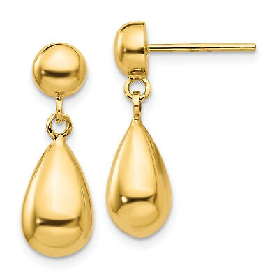Pre-owned Precious 14k Teardrop Hollow Post Dangle Earrings Tl902 In Gold