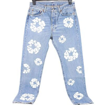 Pre-owned Levi's Denim Tears X Levi Strauss & Co Cotton Wreath Jeans In Light Wash - Size 32 X 32 In Blue