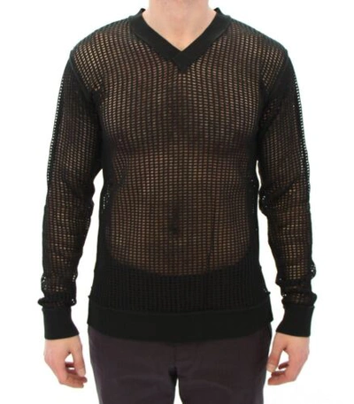 Pre-owned Dolce & Gabbana Dolce&gabbana Men Gray Sweater Fabric Perforated V-neck Casual Thermal Pullover