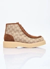 GUCCI GUCCI MEN GG CANVAS AND SUEDE LACE-UP BOOTS