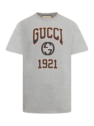 Gucci Gg棉质平纹针织t恤 In Grey