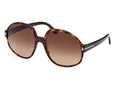 Pre-owned Tom Ford Ft0991-52f-61 Dark Havana Sunglasses In Gradient Brown