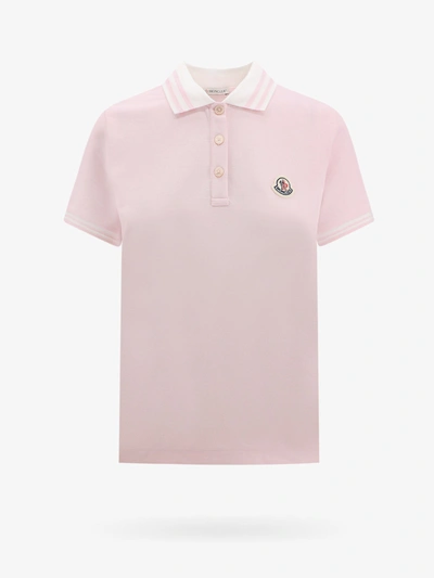 Moncler Logo-patch Polo Shirt In Pink