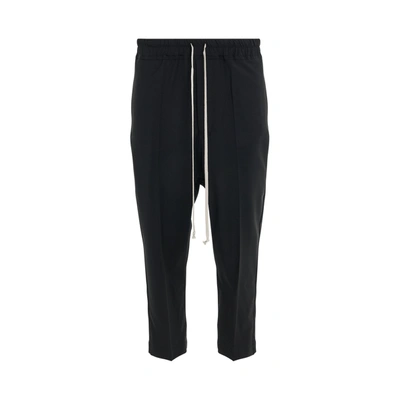 Rick Owens Light Wool Drawstring Astaires Cropped Pants In Black