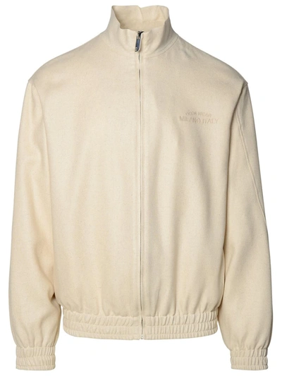 Gcds Ivory Linen Blend Jacket In Cream
