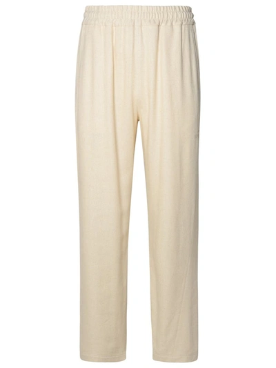 Gcds Ivory Linen Blend Trousers In Cream