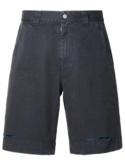 Mm6 Maison Margiela Navy Cotton Bermuda Shorts In Black