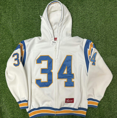Pre-owned Supreme Football Zip Up Hooded Sweatshirt Size Medium In White
