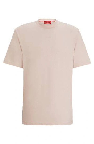 Hugo Boss Cotton-jersey Relaxed-fit T-shirt With Logo Print In Pink