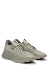 Hugo Boss Sock Trainers With Knitted Upper And Fishbone Sole In Neutral