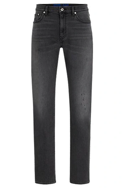 Hugo Boss Slim-fit Jeans In Medium-grey Stretch Denim In Black