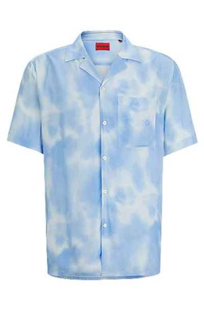 Hugo Boss Blue Patch Pocket Shirt In 485-open Blue