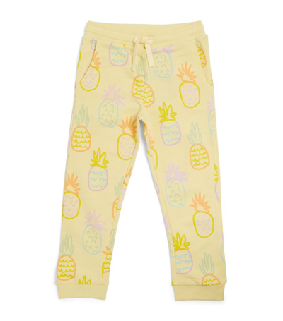 Stella Mccartney Kids' Pineapple-print Cotton Track Pants In Yellow