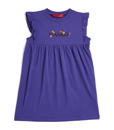 Max & Co Kids' . Cotton Logo T-shirt Dress (4-16 Years) In Navy