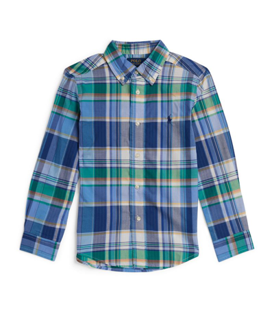 Ralph Lauren Teen Boys Blue & Green Check Cotton Shirt In Multi