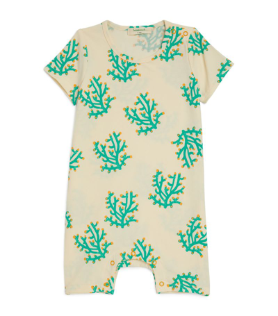 The Bonnie Mob Organic Cotton Coral Playsuit (0-18 Months) In Green