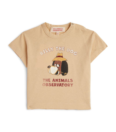 The Animals Observatory Cotton Billy The Dog T-shirt (6-18 Months) In Beige