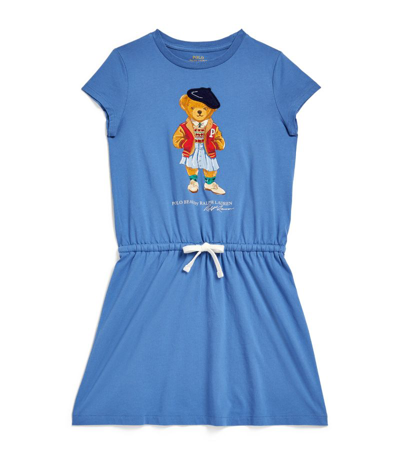 Ralph Lauren Kids' Appliqué Polo Bear Dress (2-7 Years) In Blue