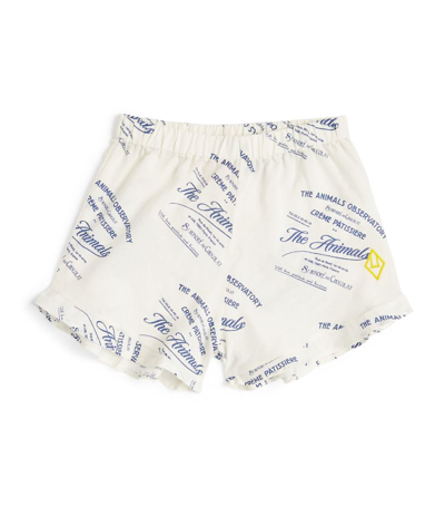 The Animals Observatory Cotton Dove Shorts (6-18 Months) In White