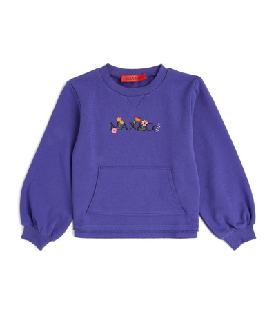 Max & Co Kids' . Cotton Embroidered-logo Sweatshirt (4-16 Years) In Navy
