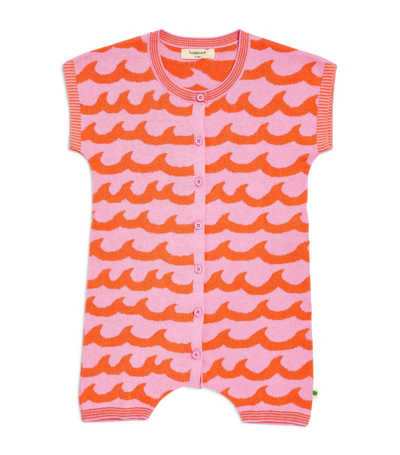 The Bonnie Mob Cotton Wave Print Playsuit (0-18 Months) In Pink