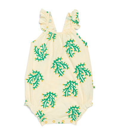 The Bonnie Mob Organic Cotton Coral Playsuit (0-24 Months) In Green
