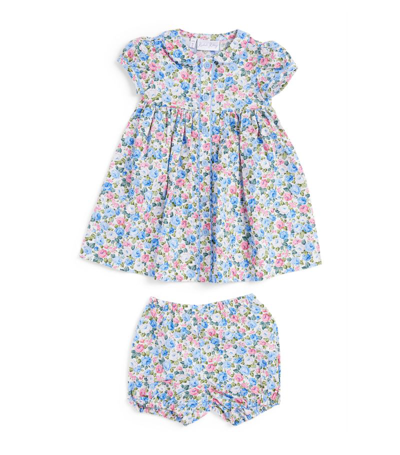 Rachel Riley Floral Dress And Bloomers Set (6-24 Months) In Blue