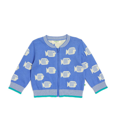 The Bonnie Mob Organic Cotton Fish Cardigan (3-24 Months) In Blue