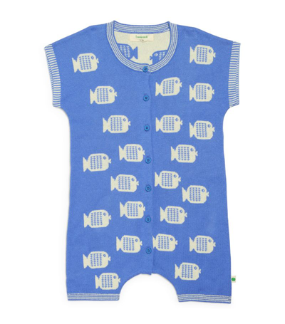 The Bonnie Mob Organic Cotton Fish Playsuit (0-18 Months) In Blue