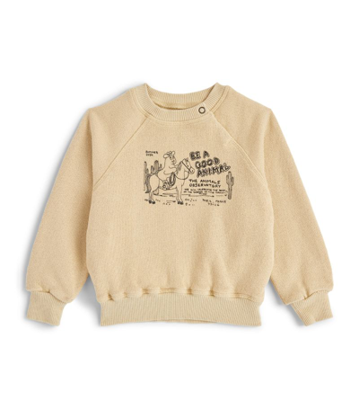 The Animals Observatory Cotton Western Print Sweatshirt (6-18 Months) In Beige