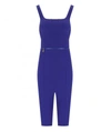 Elisabetta Franchi Square Neck Sheath Crepe Midi Dress In Blue Indaco