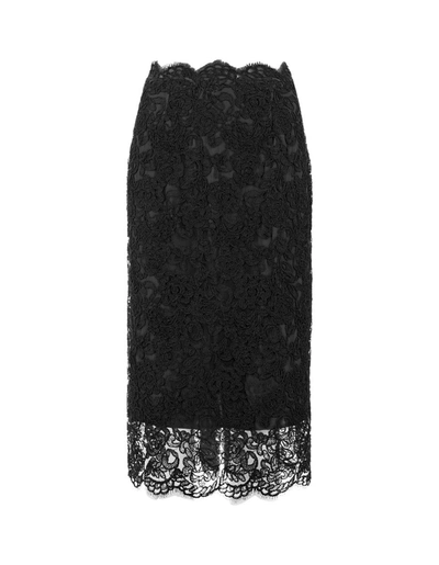 Ermanno Scervino Black Lace Longuette Skirt