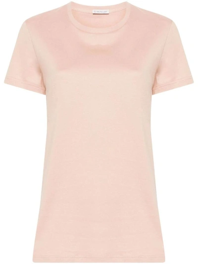 Moncler Logo-patch Cotton T-shirt In Nude & Neutrals