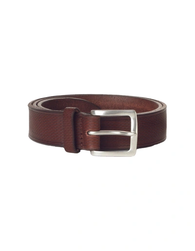 Orciani Burnt Blade Belt With Line Pattern In Brown