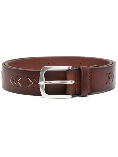 Orciani Gaucho Bull Belt With Arrows Motif In Brown