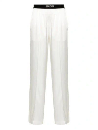 Tom Ford Silk Satin Pijama Trousers In White