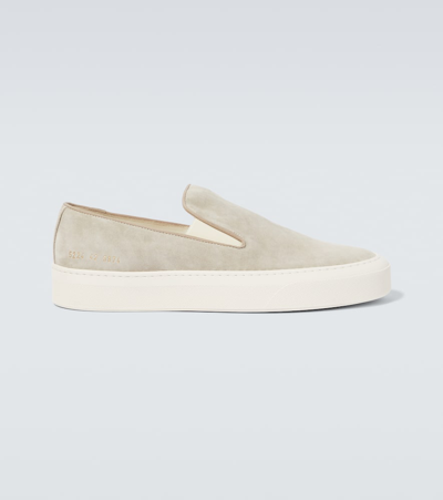 Common Projects Men's Suede Slip-on Sneakers In Warm Gray